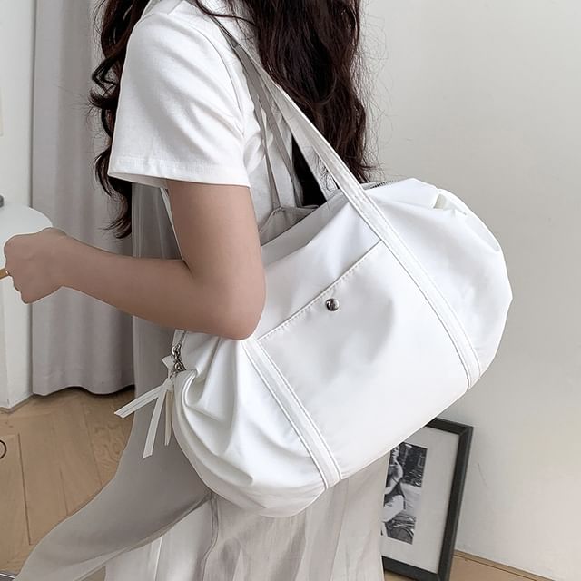 Nylon Plain Boston Bag