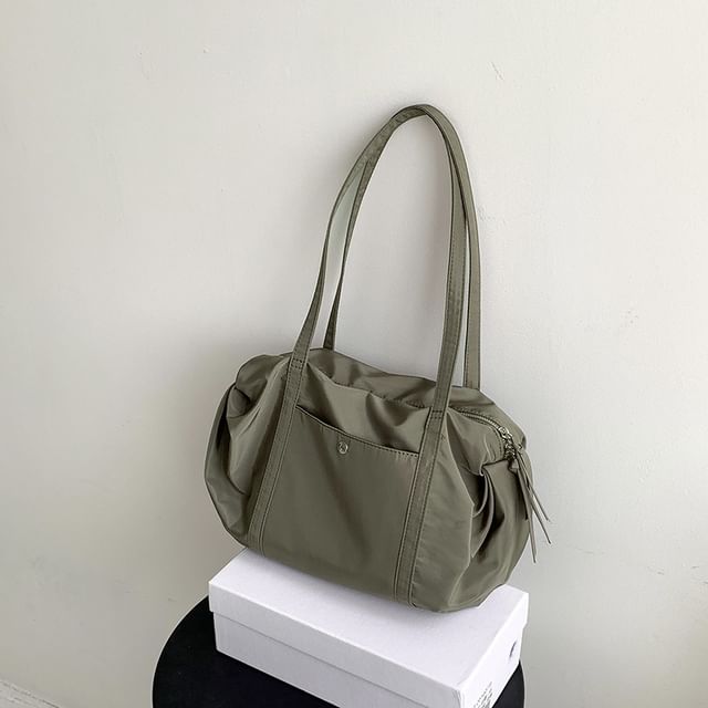 Nylon Plain Boston Bag
