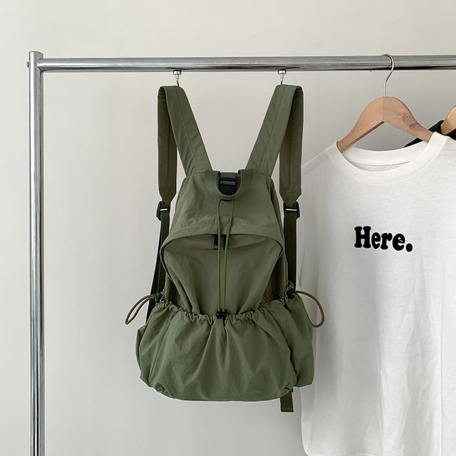 Drawstring Nylon Plain Backpack