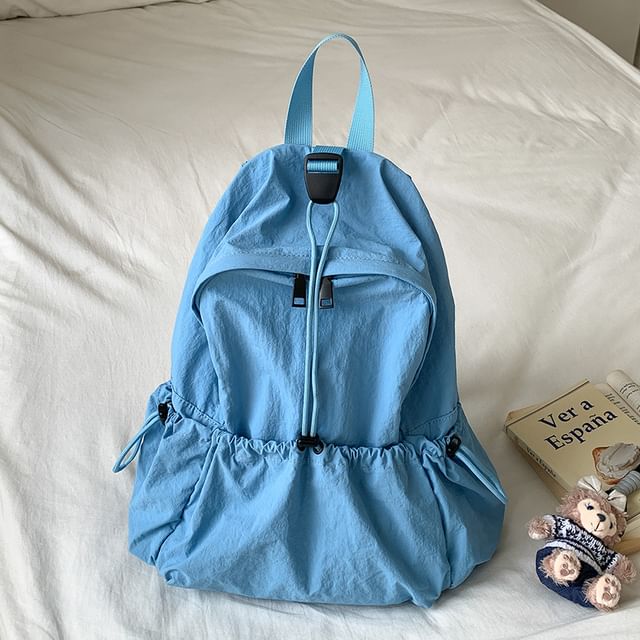 Drawstring Nylon Plain Backpack