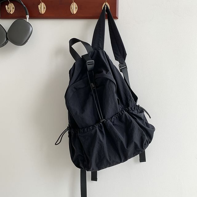 Drawstring Nylon Plain Backpack