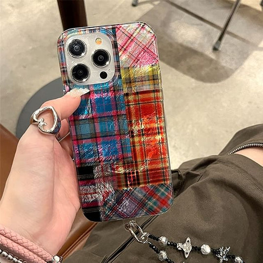 Phone Holographic Plaid Case