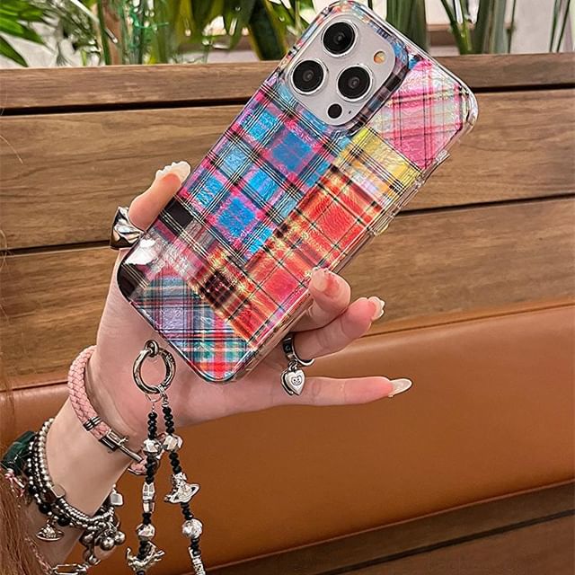 Phone Holographic Plaid Case