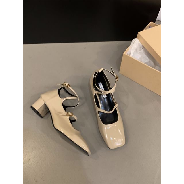 Shoes Mary Heel Chunky Square-Toe Jane