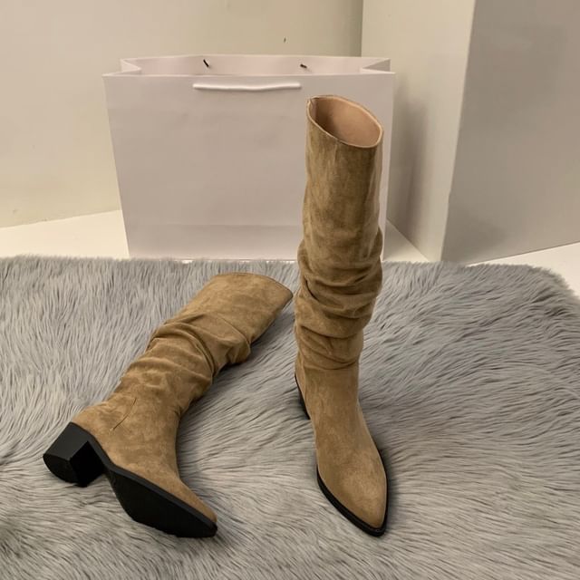 Tall Pointy Chunky Heel Boots