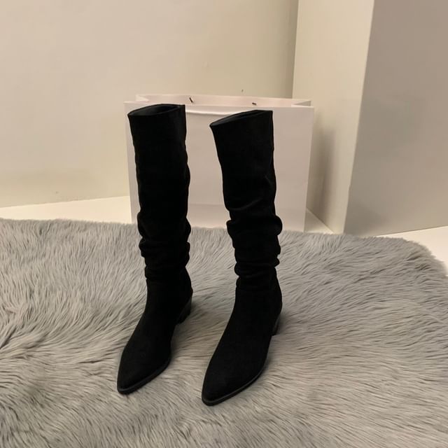 Tall Pointy Chunky Heel Boots