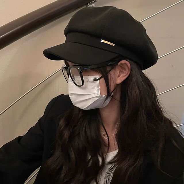 Wool Newsboy Plain Cap