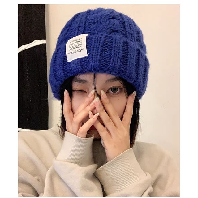 Fuzzy Plain Beanie Knit