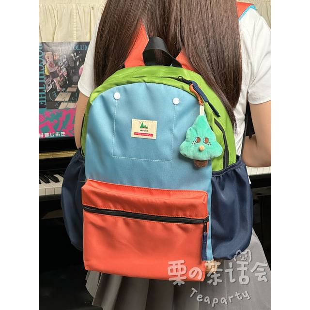 Color Block Laptop Backpack / Bag Charm / Set