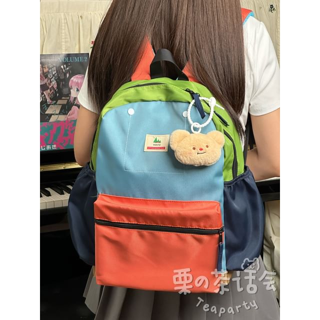 Color Block Laptop Backpack / Bag Charm / Set