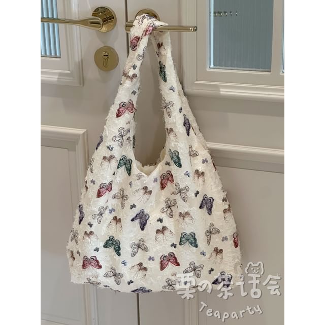 Butterfly Print Tote Bag / Bag Charm / Set