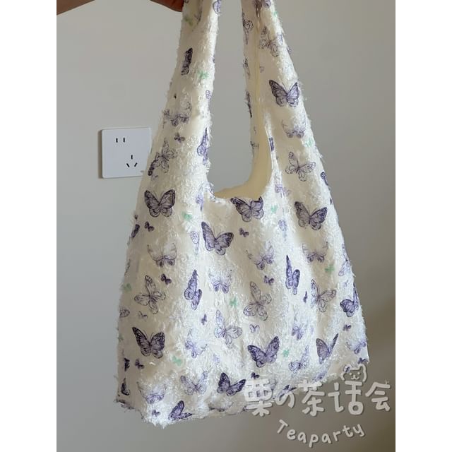 Butterfly Print Tote Bag / Bag Charm / Set