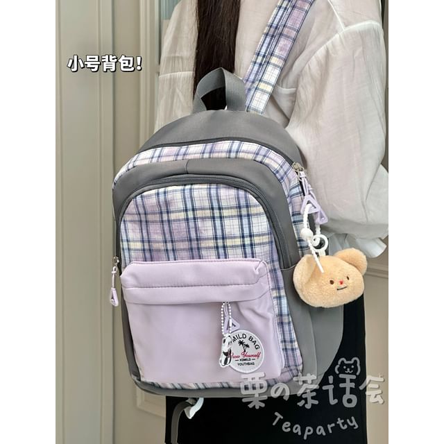 Plaid Applique Laptop Backpack / Bag Charm / Set