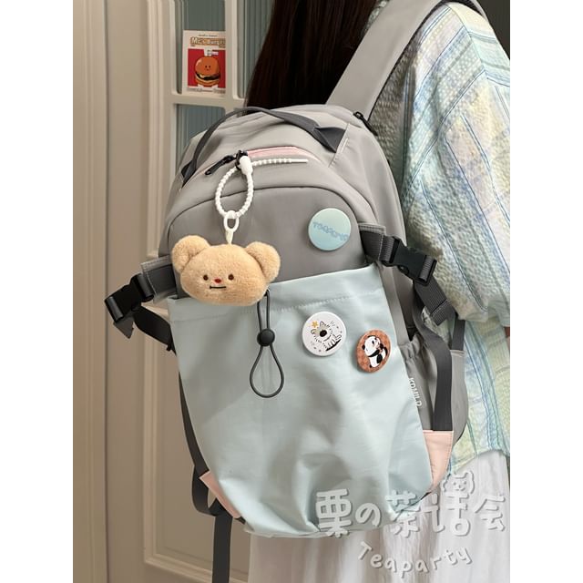 Two Tone Drawstring Laptop Backpack / Badge / Bag Charm / Set