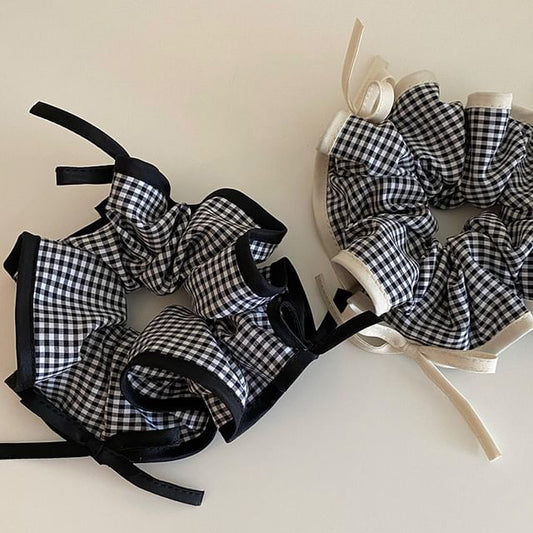 Bow Accent Gingham Scrunchie