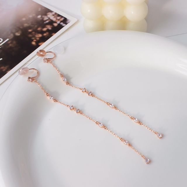 Threader Rhinestone Alloy Earring