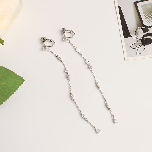Threader Rhinestone Alloy Earring