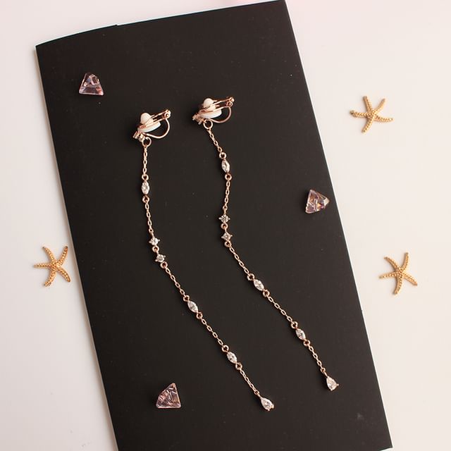 Threader Rhinestone Alloy Earring