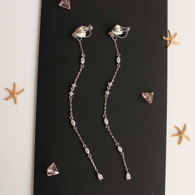 Threader Rhinestone Alloy Earring