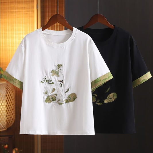 Short-Sleeve Crewneck Embroidered T-Shirt