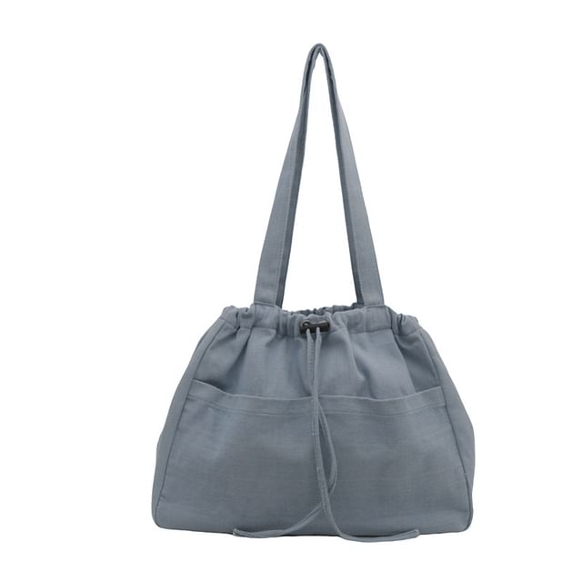 Drawstring Denim Tote Bag