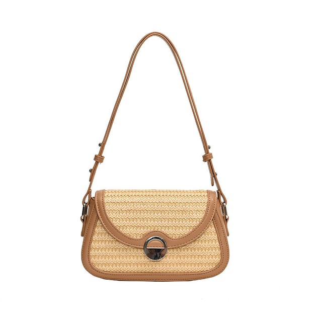 Flap Tone Straw Two Crossbody Bag