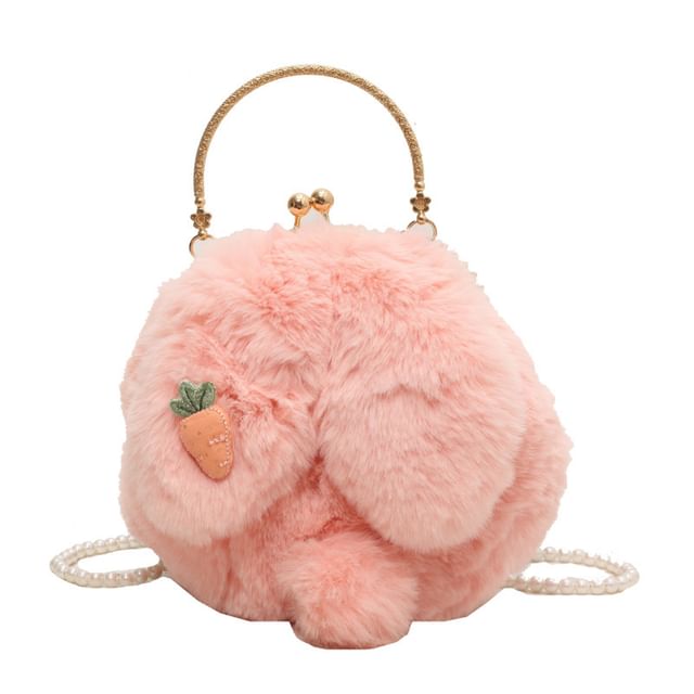 Fluffy Rabbit Crossbody Beaded Strap Bag