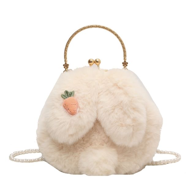Fluffy Rabbit Crossbody Beaded Strap Bag