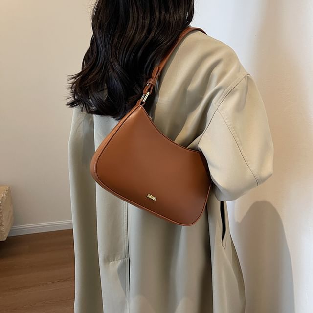 Faux Leather Bag Shoulder Plain