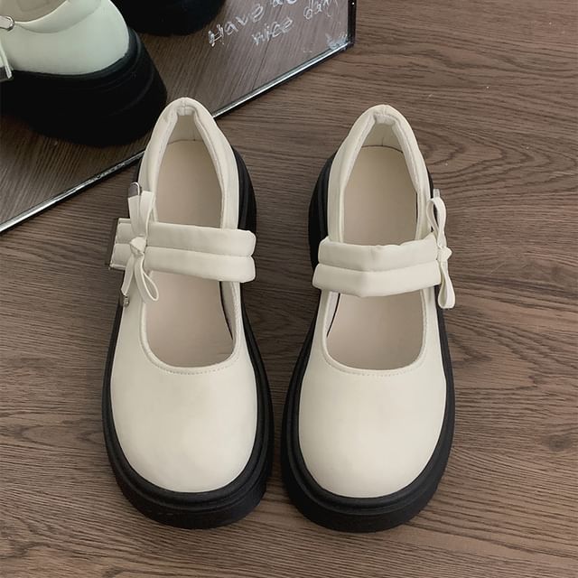 Platform Plain Mary Bow Jane Shoes