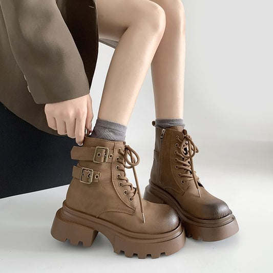 Platform Short Lace-Up Boots