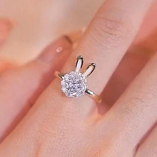 Ring Alloy Pendant Open Rabbit Necklace / Rhinestone