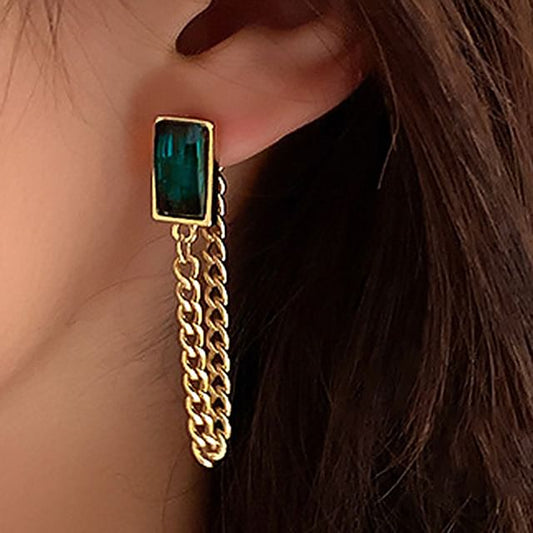 Designs) Dangle Earring Alloy (Various Chain Rhinestone