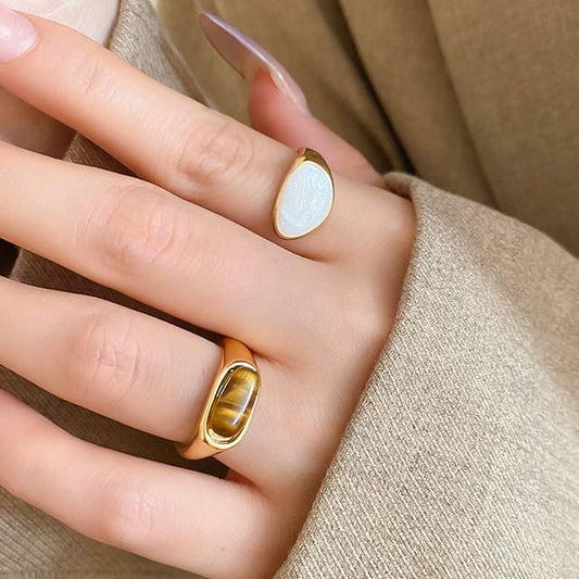 Faux Ring Glaze Gemstone Open / Alloy