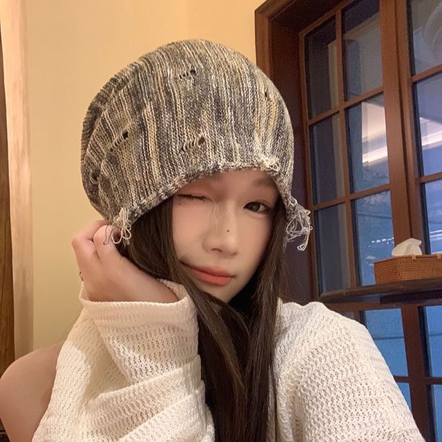 Beanie Frayed Distressed