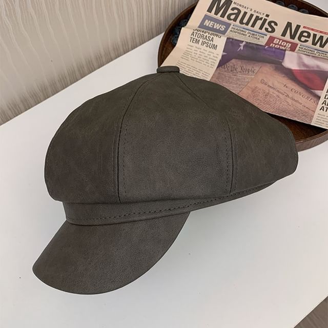 Cap Faux Newsboy Leather