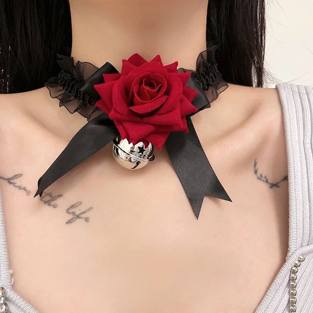 Rose Choker Bell Tulle