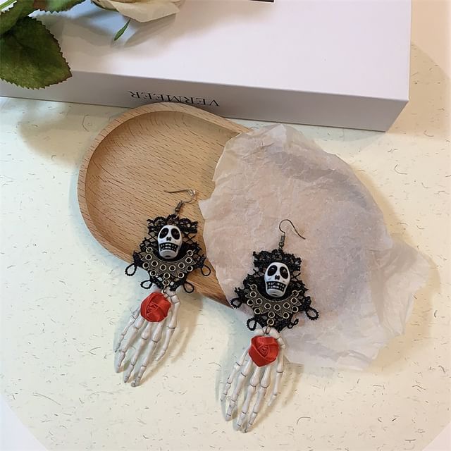 Earring Lace / Choker Skull