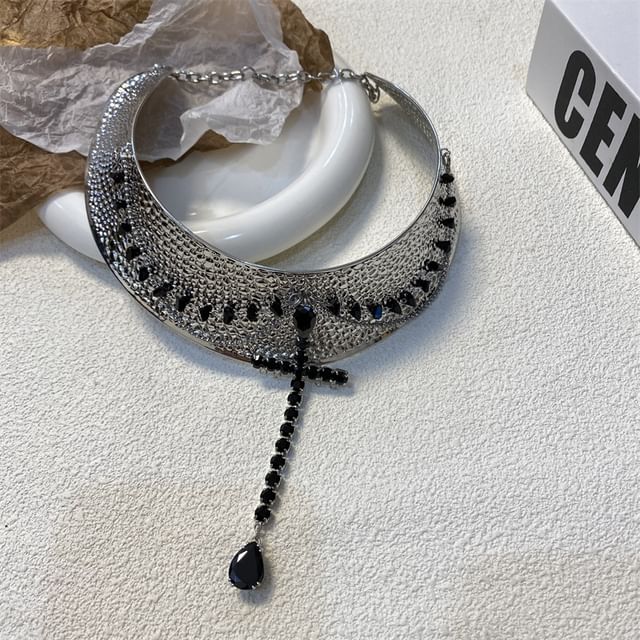 Rhinestone Lariat Metallic Choker
