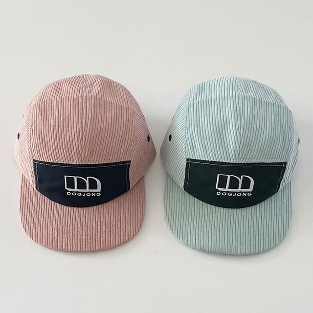 Corduroy Panel Embroidered Lettering Baseball Cap