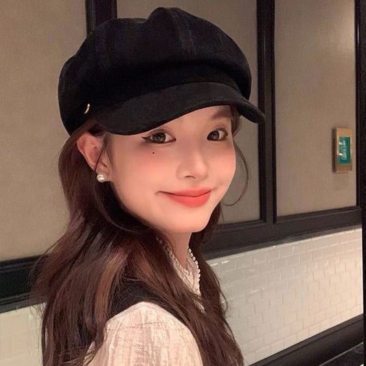 Cap Suede Newsboy Faux Plain