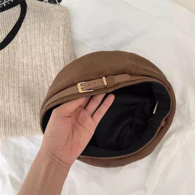 Belted Suede Faux Beret
