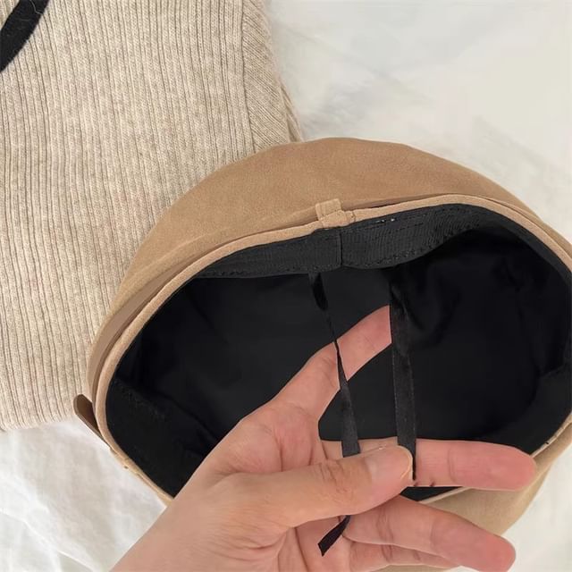 Belted Suede Faux Beret