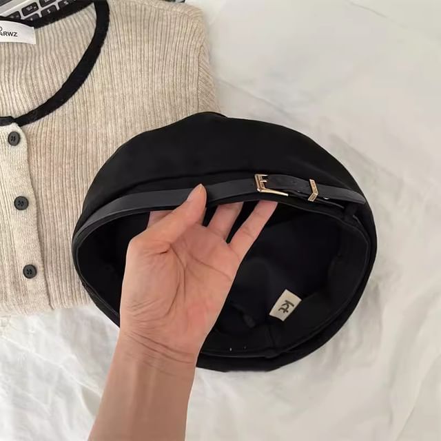 Belted Suede Faux Beret