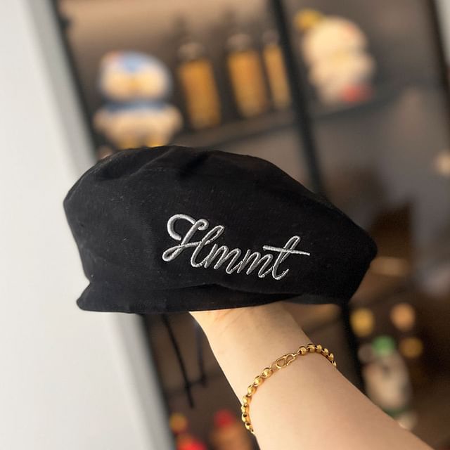 Embroidered Lettering Beret