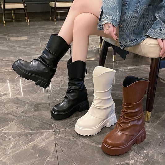 Panel Mid Platform Calf Boots