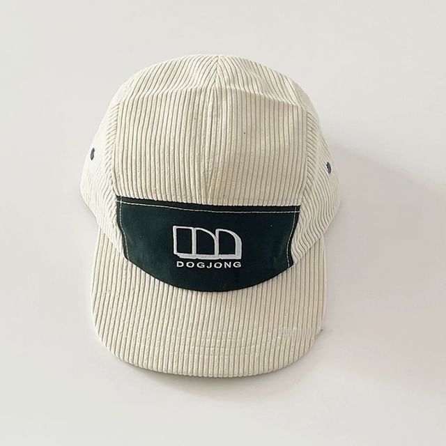 Corduroy Panel Embroidered Lettering Baseball Cap