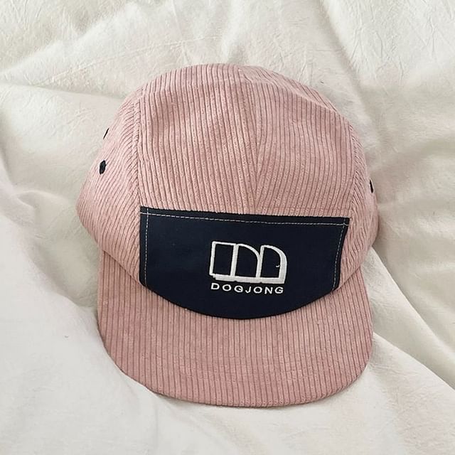 Corduroy Panel Embroidered Lettering Baseball Cap