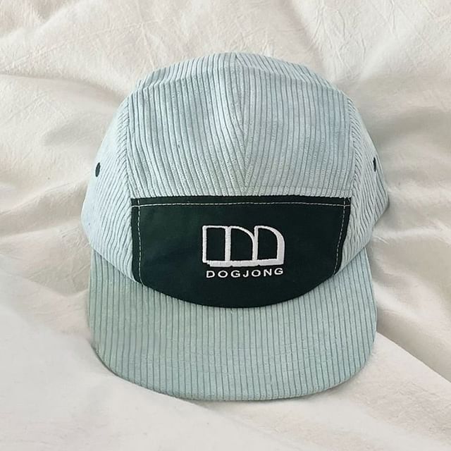 Corduroy Panel Embroidered Lettering Baseball Cap