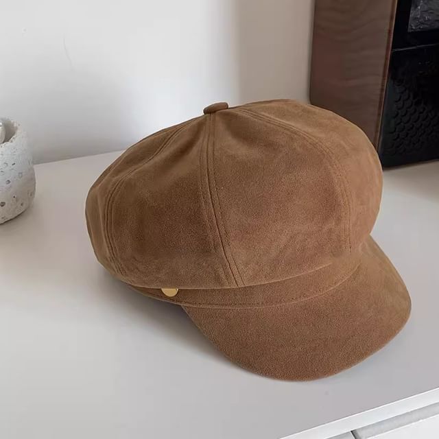 Cap Suede Newsboy Faux Plain